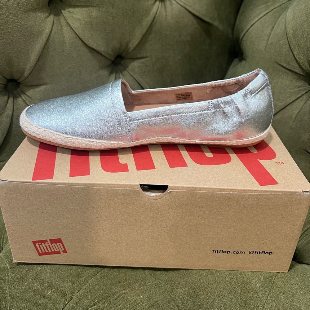 Fitflop, Silver Leather Espadrilles